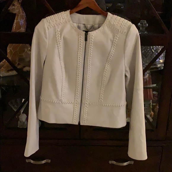 Banana Republic Jackets & Blazers - Banana Republic 100% Leather White Distressed zip jacket